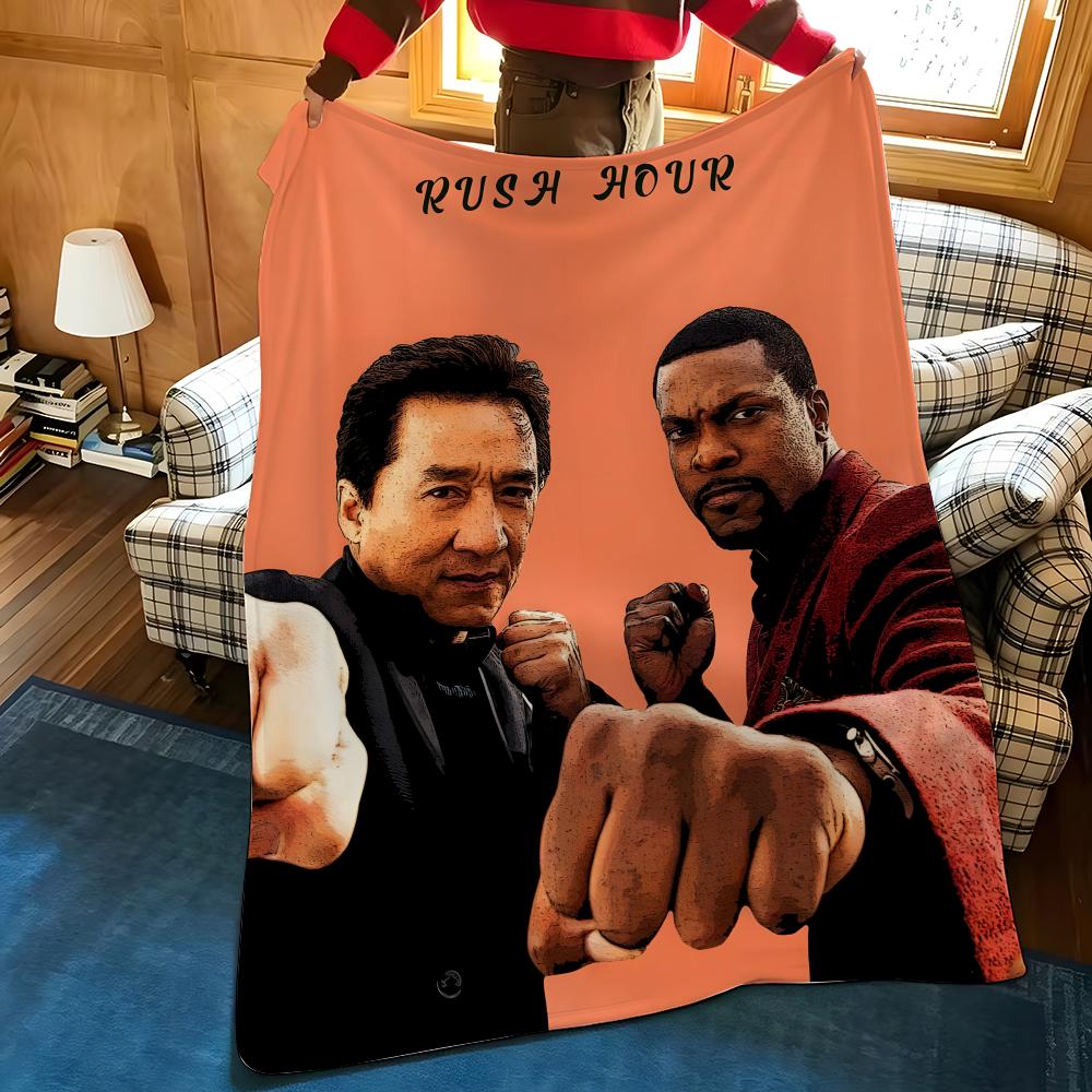 Celebrity J-Jackie C-Chan Throw Flannel Cozy Print Blanket, Portable, Durable Machine Washable Cute Cool