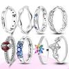 Hot Original 925 Sterling Silver Rings Size 6 7 8 9 for Women Man Sparkling Starry Celtic Knot Rainbow Flower Rings Fine Jewelry