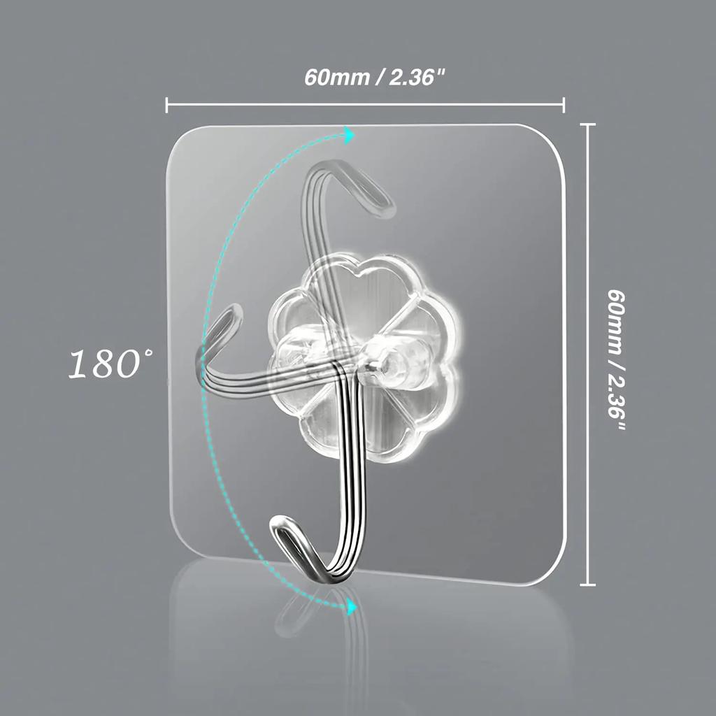 10-100PCS Transparent Stainless Steel Strong Self-adhesive Hooks Bathroom Towel Clothes Storage Sticky Hooks Key Pendant Storag