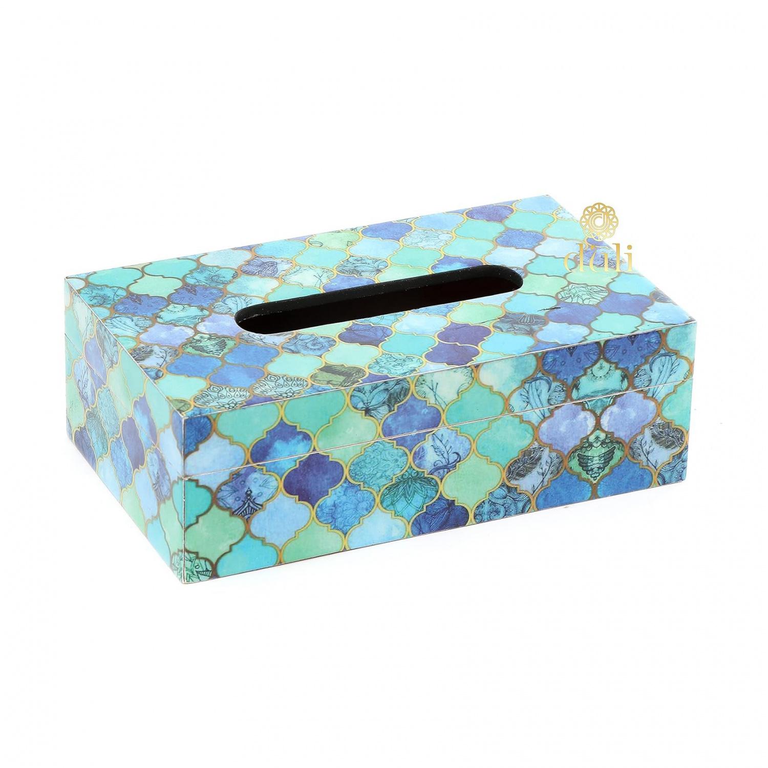 Салфетница из МДФ, Tissue Box for Table in MDF (23 x 14 x 8 cm, Green Gold),  Duli