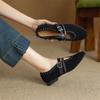 Fashion New Spring/autumn Sheep Suede Women Shoes Round Toe Mary Jane Shoes for Women Fashion Rivet Belt Buckle Low Heel Women Pumps