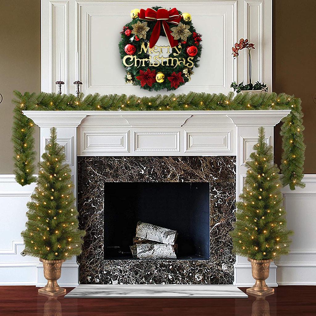 God Jul Fest Poinsettia Krans Dörr Vägg Girland Dekoration