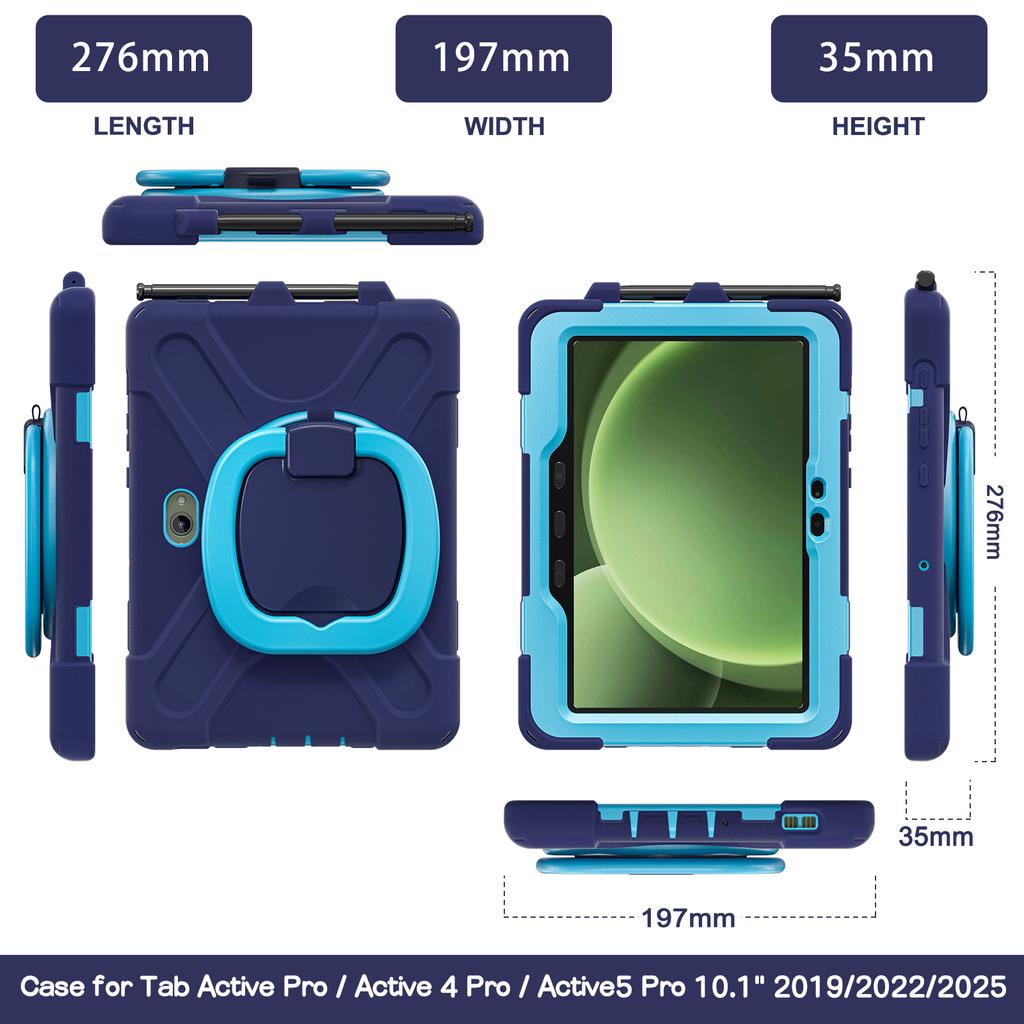 For Samsung Galaxy Tab Active5 Pro X350/X356B/Active Pro T540/T545/T547/Active4 Pro T630/T636 Case TPU + PC + Silicone Cover Kickstand