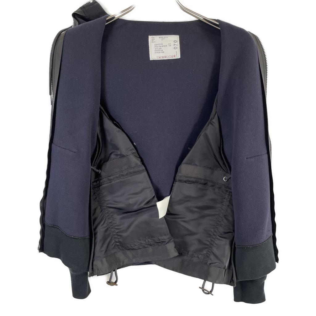 sacai SCW-070 Sponge Sweat X Ma-1 Zip Hoodie tops 1 NavyUsed