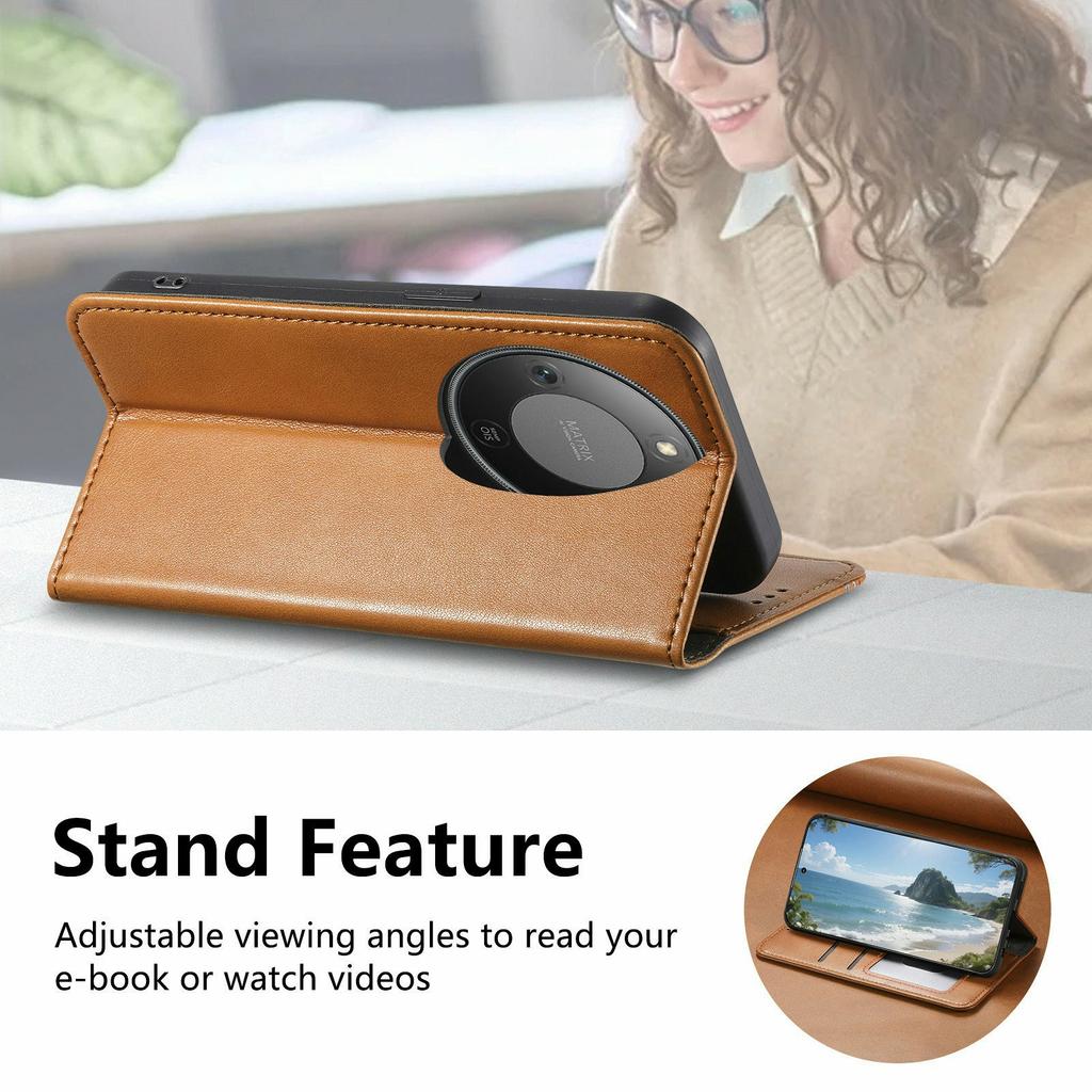 For Honor X70 Pro 5G Case Wallet Tri-Color Stitching Leather Phone Cover with Elastic Wristband