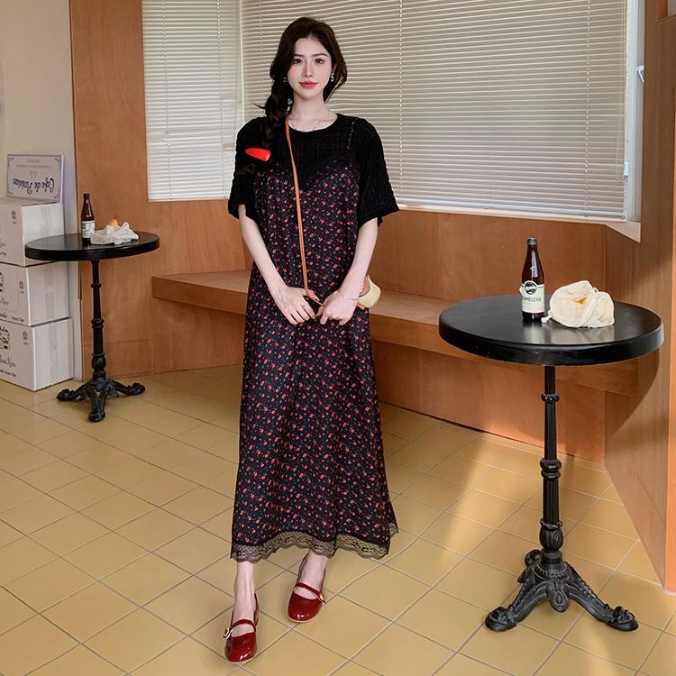 Dimanaf Women 2025 New Summer Plus Size Casual Basic Pleated Short Sleeve Oversize Polka Dot Dress Loose Long Dress