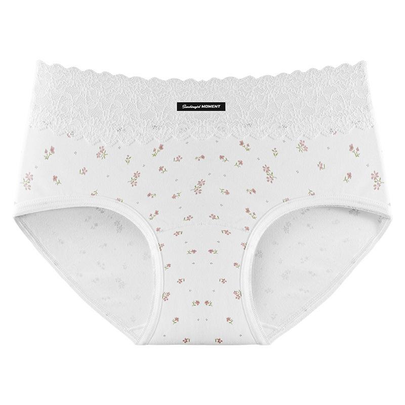 

Girl Spring and Autumn Sweet Floral Pure Cotton 10A Antibacterial Extended Crotchy Waist Triangle Briefs XXL рожевий