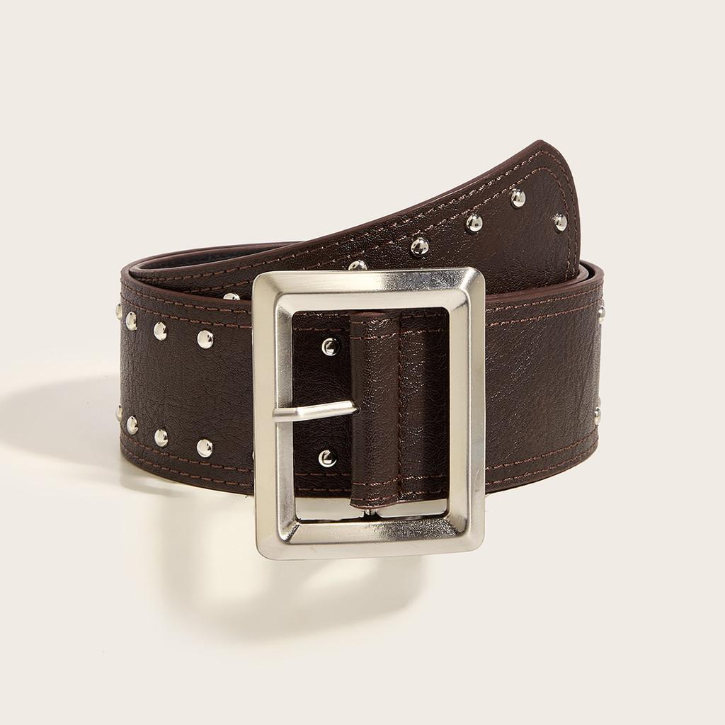 Belt Punkinspired Leather Decorative Nail Motifs Snap Closure Trendsetter Looks