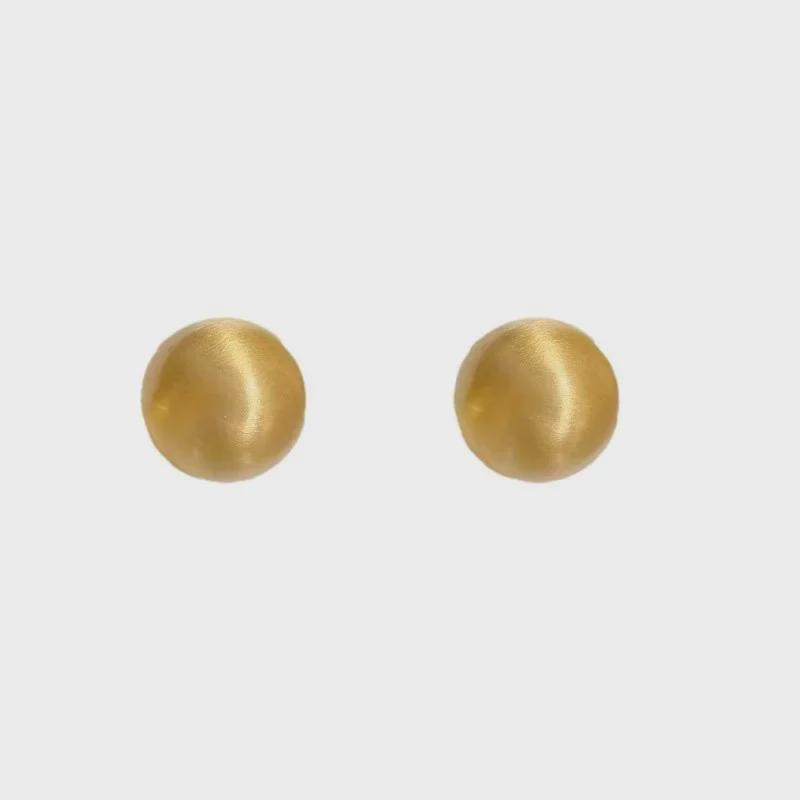 Elegant Frosted Gold & Silver Bean Earrings - Japanese & Korean Design, High-End Metal Style for Women