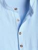 ZAFUL Men's Simple Style Plain Color Half Button Stand Collar Cotton and Linen Long Sleeves Pullover Shirt