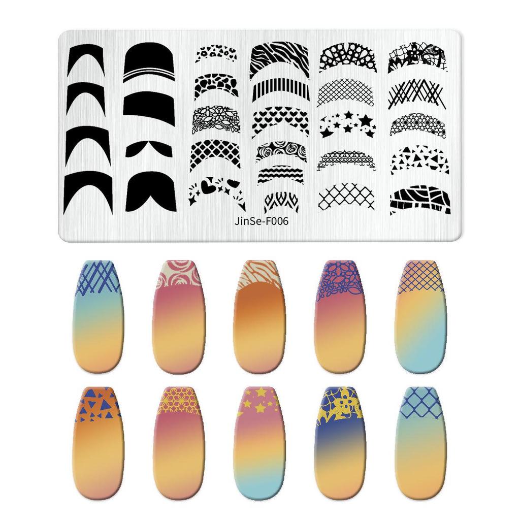 Nail Art Silicone Stamp & Geometric Steel Plate Set