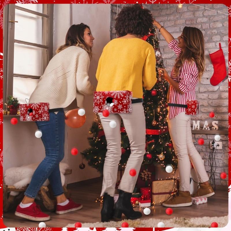 Multiplayer Group Game for Christmas Parties Hip Shaking Fun Activity Exercise Coordination Portable Design Includes belt 10 Red and 10 White globes