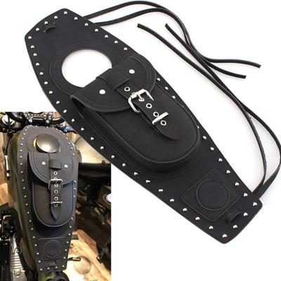 Bolsa de couro preto para tanque de combustível de motocicleta, capa almofada para tanque de gás, adequada para davidson sportster 883 1200