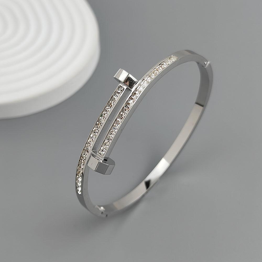 New Nail Zircon Stainless Steel Bracelet, High Quality Waterproof Couple Bracelet, Wife Gift