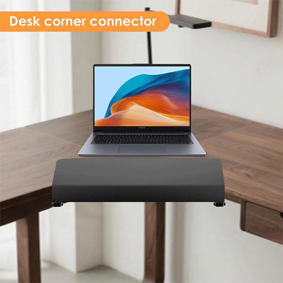 Clamp-on Corner Desk Connector Sleeve Plate Universal Simple Installation L-Shaped Desk Platform Extender Attachment