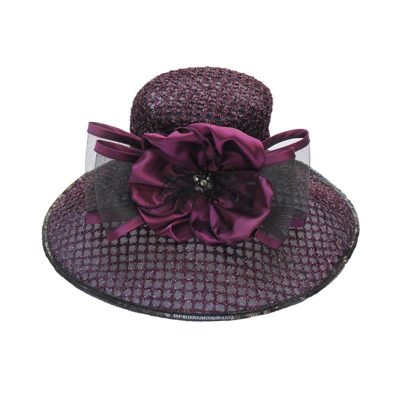 Eugen Yarn Hat Women'S Summer Bright Silk Flower Sun Protection Big Edge Hat Fashion Versatile Beach Hat Cool Hat Tide