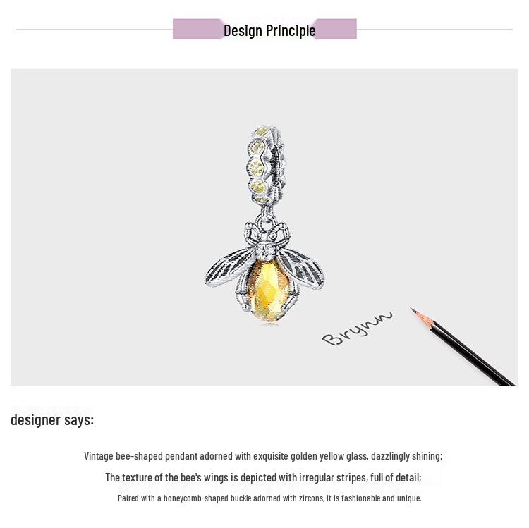 Sterling Silver S925 Bi Hänge Armband med Bikaksmönster Zirkon Accenter