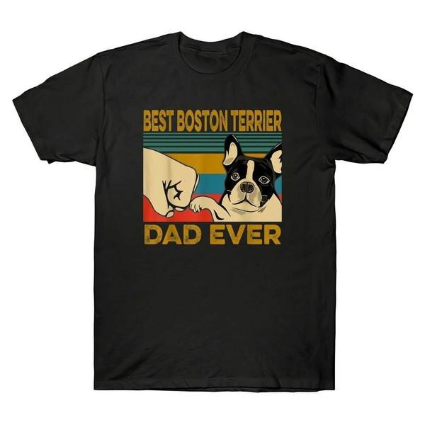 Best Boston Terrier Dad Ever Funny Dog Lover Vintage Men's T-Shirt Cotton Tee