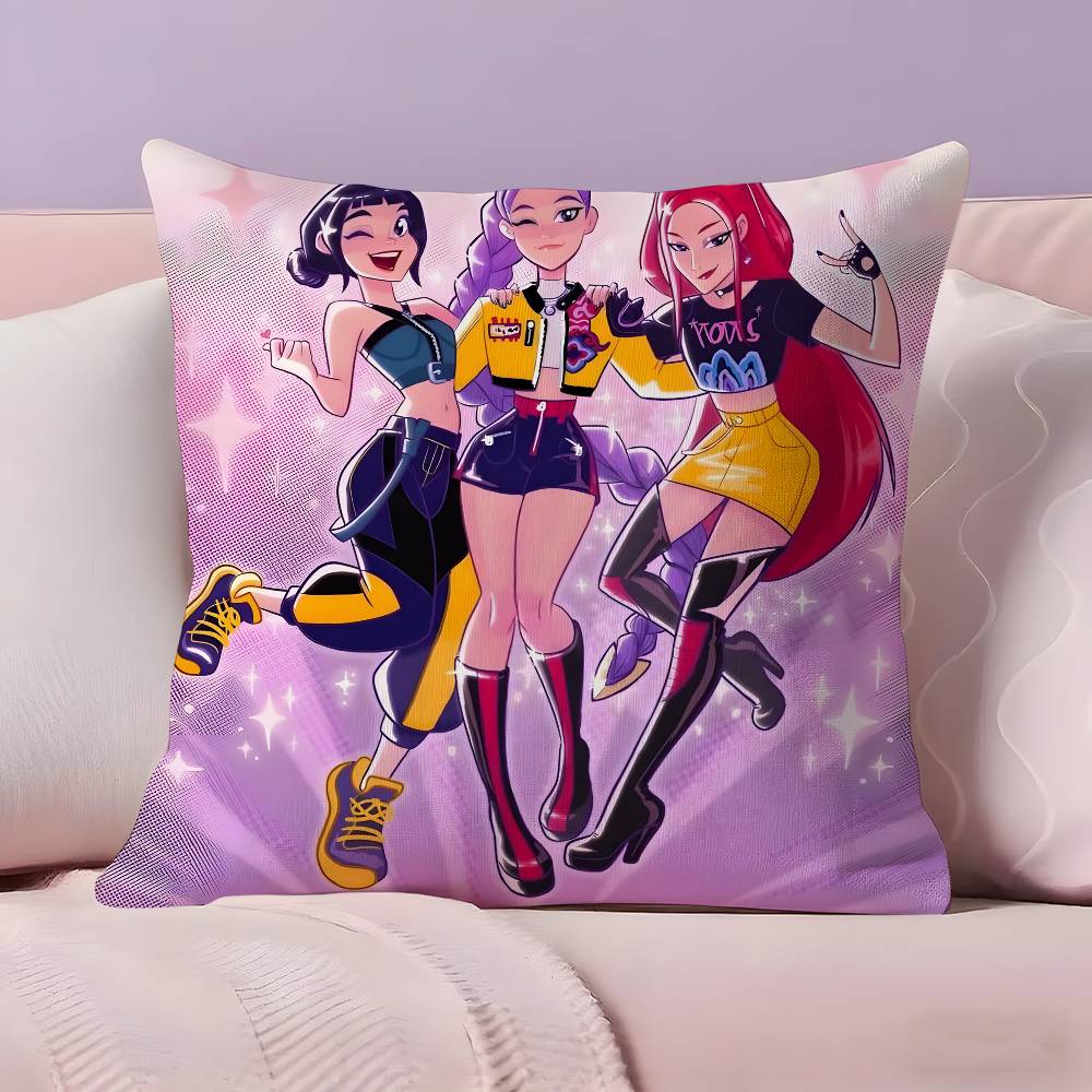 Hot Kpop Demon Hunters Cartoon Pillow Covers Decorative Home Print Square Pillow Bedroom Room Decoration Pillowcase