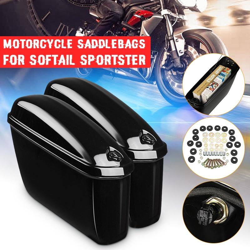 1Pair Motorcycle Saddlebags Trunk Side Luggage Pouch for Harley Softail Sportster Storage Hard Box Tool