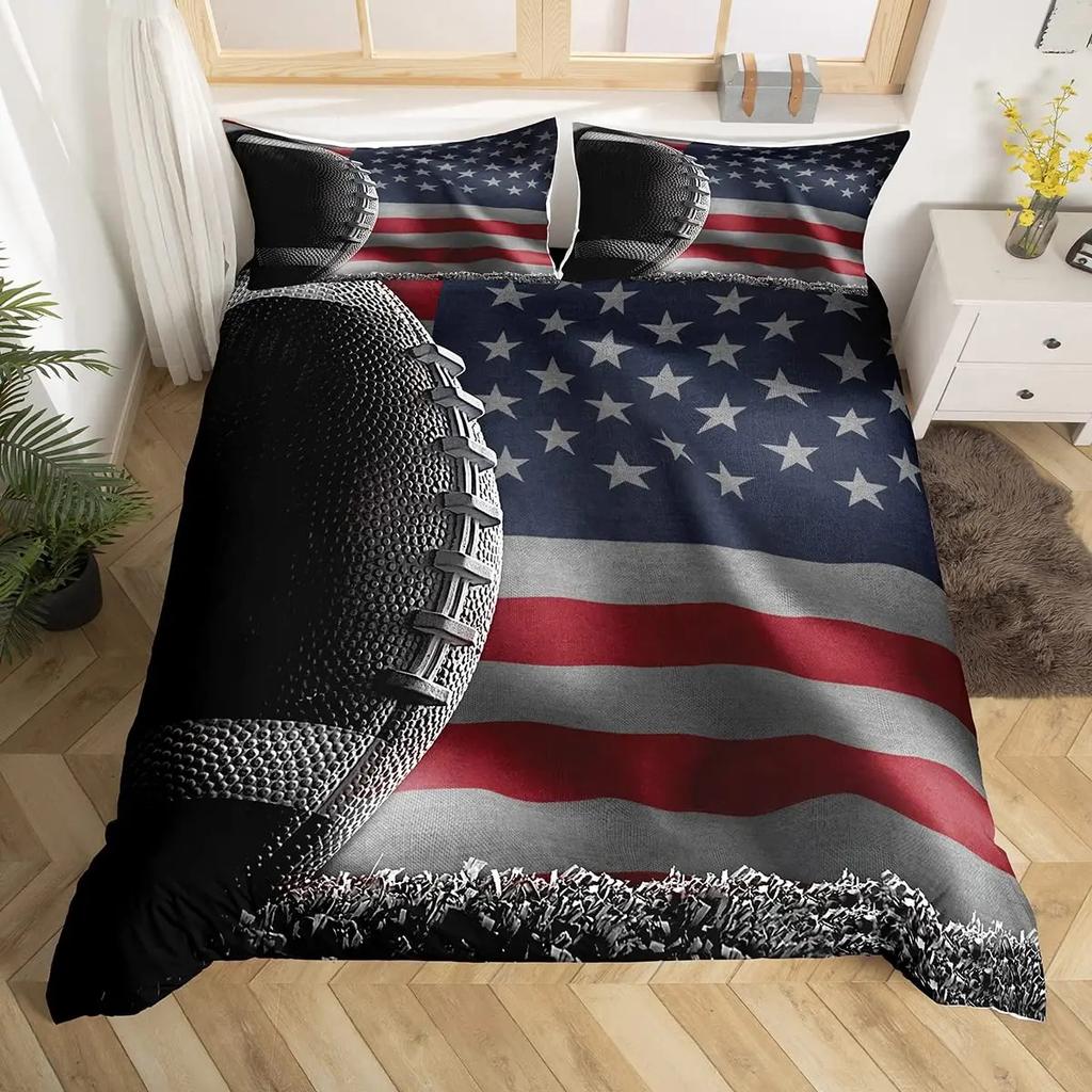 Africa Duvet Cover Set, Aerial View of Bald Eagle Flying USA, Decorative 3 Piece Bedding Set with 2 Pillow Sham, Full King Size