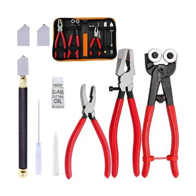 Pack Of 10 Professional Glass Cutting Tool For Stained Glass Tile Mirror Bottle Crafting Metal Construction With Leather Storage Bag