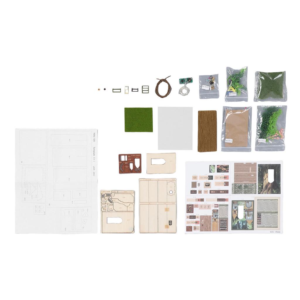 DIY House Kit with Light Strip Opened Closed Miniature Wooden House Assembly Kit Tabletop Decoration