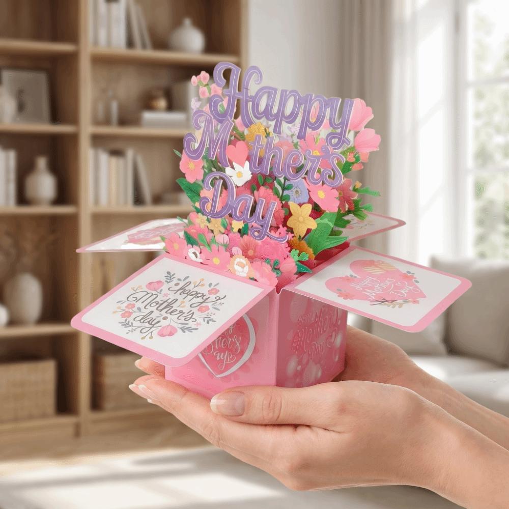 Floral Bouquet Mother's Day Cards Cardstock Thank You Card Mother's Gift Invitations Cards