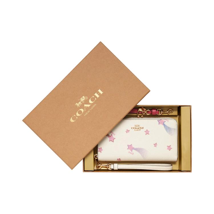 

New COACH Boxed Leather Wallet Women s Chalk White C7351-IMCAH 19.1*2.5*9.9CM