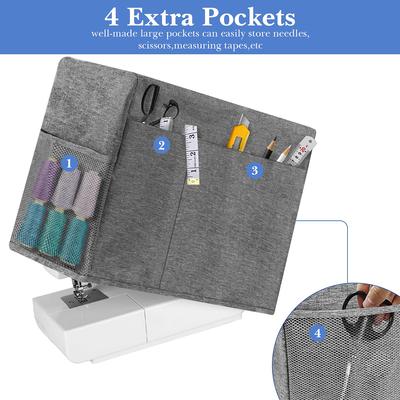 Portable Sewing Machine Bag with Dust Cover and Cloth Storage Bag - 4-Pocket Design Suitable for Most Sewing Machines
