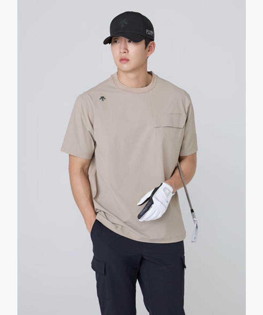DESCENTE GOLF Men'S Woven Round Short Sleeve T-Shirt Dr12Mfns31