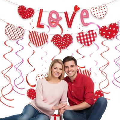 Heart Love Spiral Swirl Hanging Garland Wedding Flag Hanger for Valentine Day Wedding Party Decorations