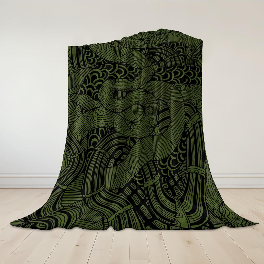Green Tangles Flannel Blanket Warm Soft Halloween Christmas Couch Warm Cozy Decorative Decor Gift for All Season