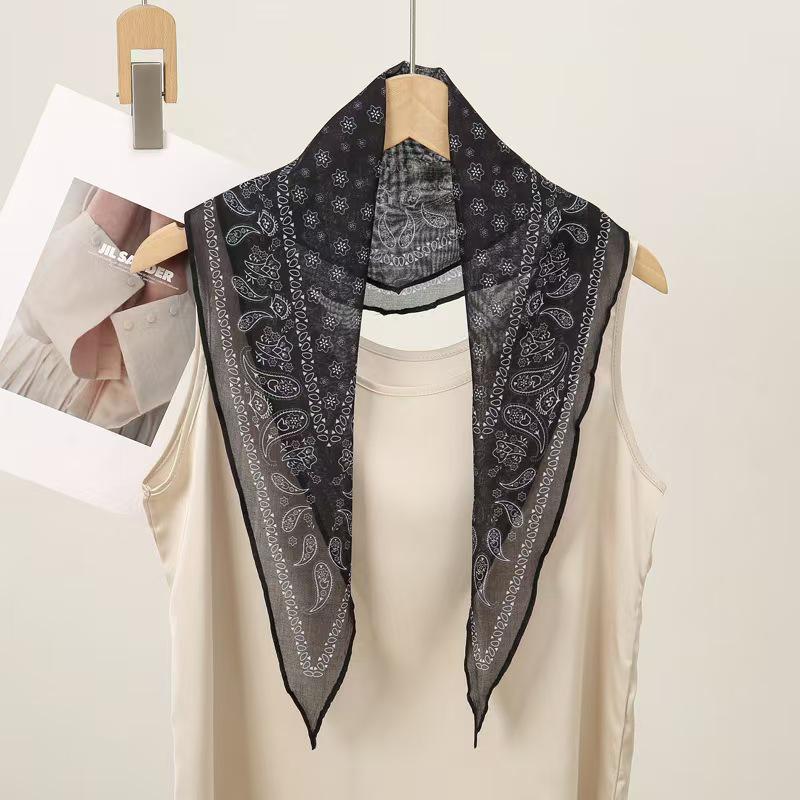 Women's Silk Square Scarf - Cashew Flower Bandana, Elegant Neck Accessory for 2025 