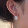 Light Luxury Round Zircon Drop Earrings for Women Ladies Fashion Temperament Silver Color Dangle Earrings Wedding Jewelry Gifts