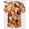 Ice Cream Fruit Biscuit Pattern T-Shirt For Men Ice Dessert 3D Printed Short Sleeve