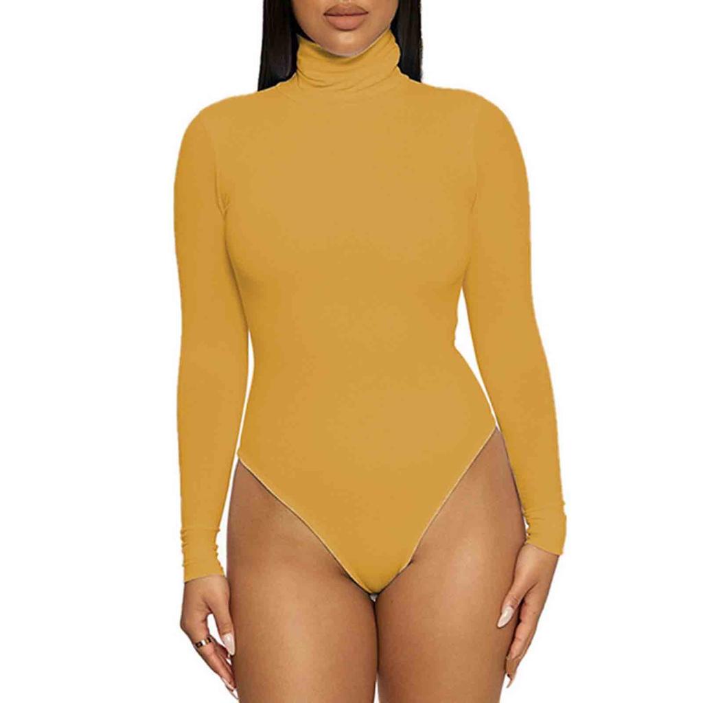 Women's Fashion Colour Casual Sexy Bottoming Shirt Long Sleeve Jumpsuit