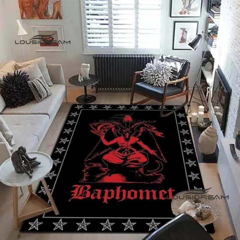 Devil Satan Lucifer Sacrifice Carpet and Rug Goat Baphont Rug Living Room Bedroom Area Carpet Study Porch Bedside Non-slip Mat