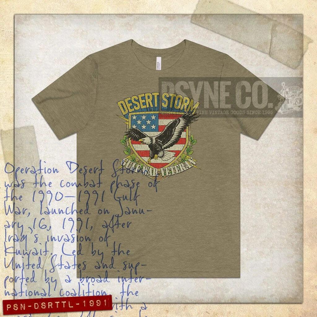 Desert Storm Gulf War Veteran Thunder & Lightning 1991 F/B Vintage Men s T shirt M