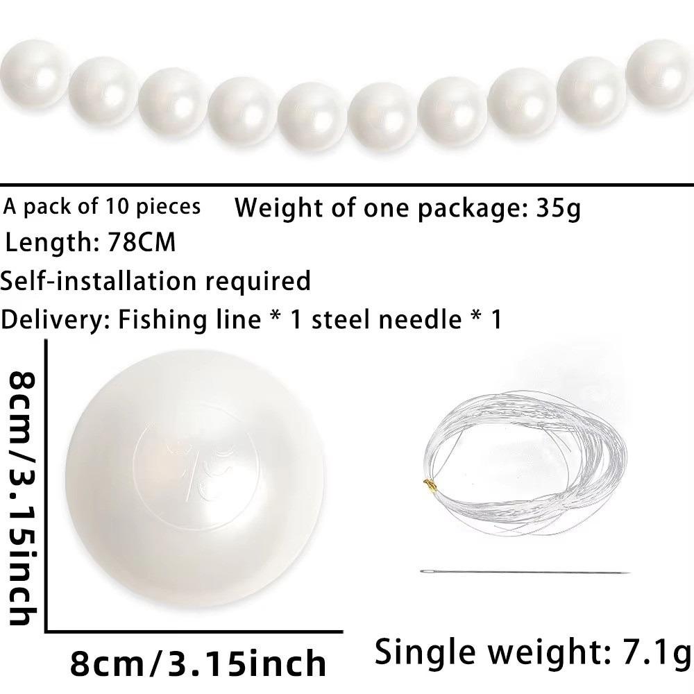 10/12/15/20pcs Plastic Beaded Garland Heart-shaped Stars White Ball Pendant Wall Decor