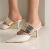 Women Mules Pumps Pointed Toe Thin High Heels Narrow Band Concise Ladies Fashion Shoes Spring Autumn Yellow 46