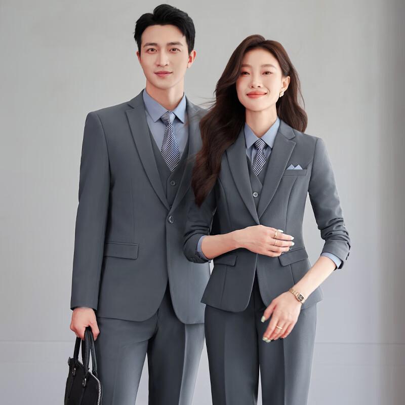 Профессиональный деловой костюм-тройка с одной пуговицей XL