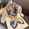 Large Square Scarf Women Lightweight Silk-Like Shawl Wrap Neck Floral Print Elegant Accessory