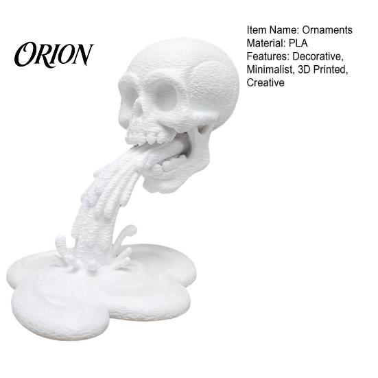 Skull And Water Texture Model 3D Printed Flow Ornament, Creative Statue with Long-lasting Figure Stable Base, Compact Gothic Decoration, Halloween