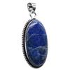 Lapis Lazuli Natural Gemstone Antique Silver Plated Pendant 2" J 1007