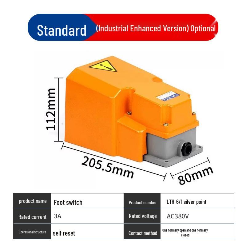 Self-Resetting TFS-201/EKW-B Foot Switch with Cable for Punch Press, 220V