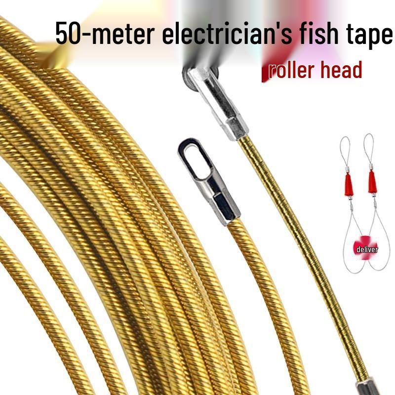 Elektriker Drahtzieher: Stahlfeder-Einziehband für verdeckte Glasfaserkabel mit Flachkopf