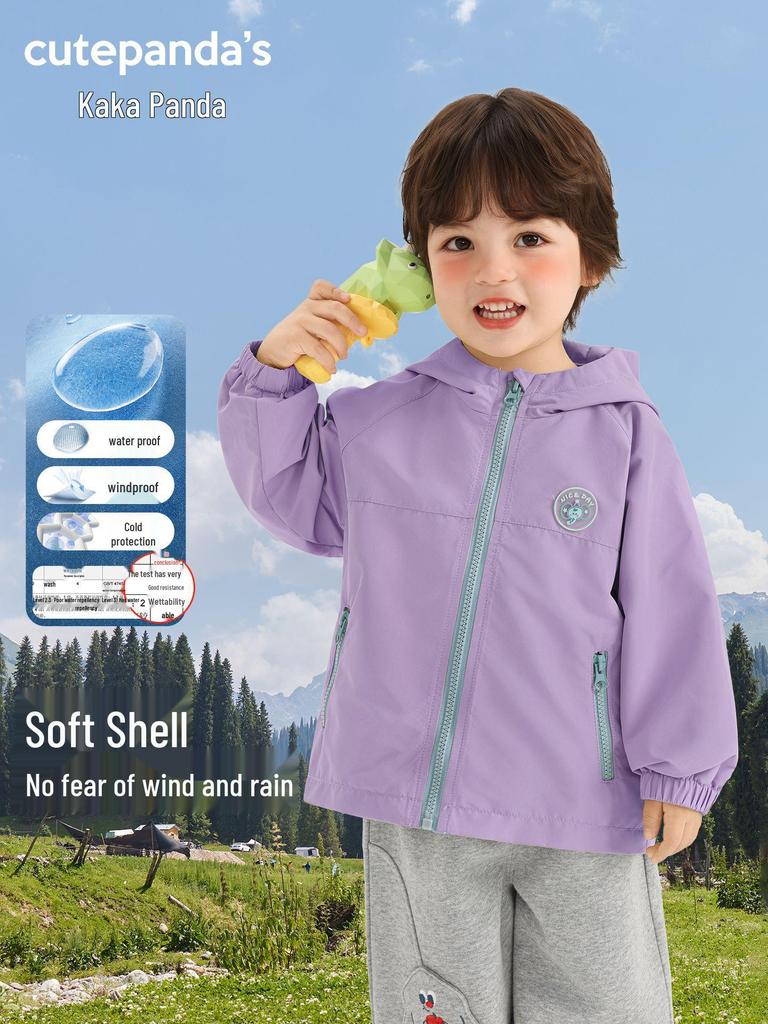 Kaka Panda Kids' Waterproof Spring Jacket - Unisex Casual Top for Boys and Girls