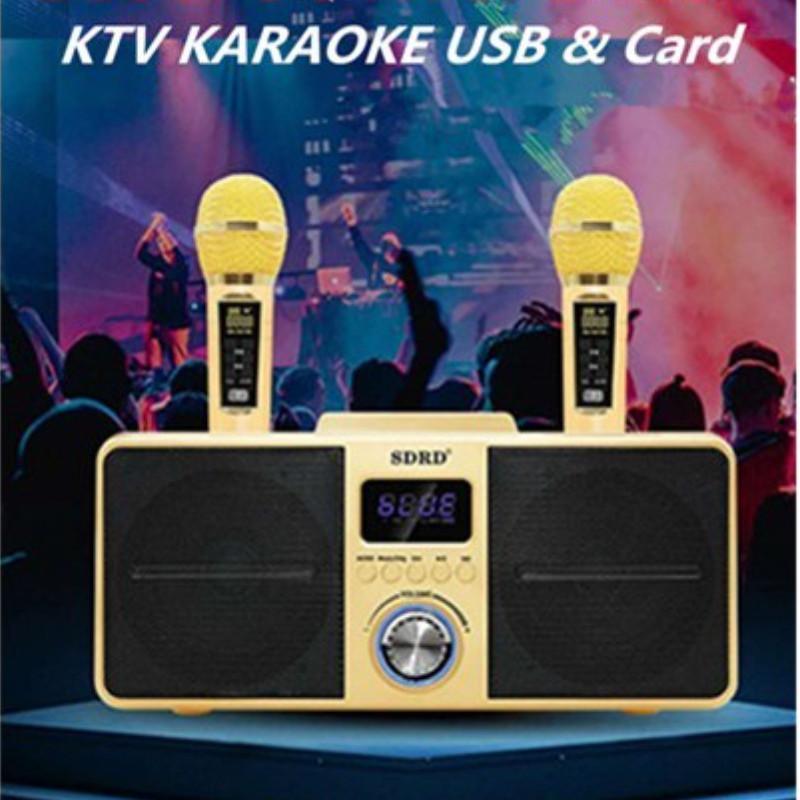 SD-309 3D Portable Household Karaoke System Wireless Bluetooth Dual Microphone Stereo Speaker