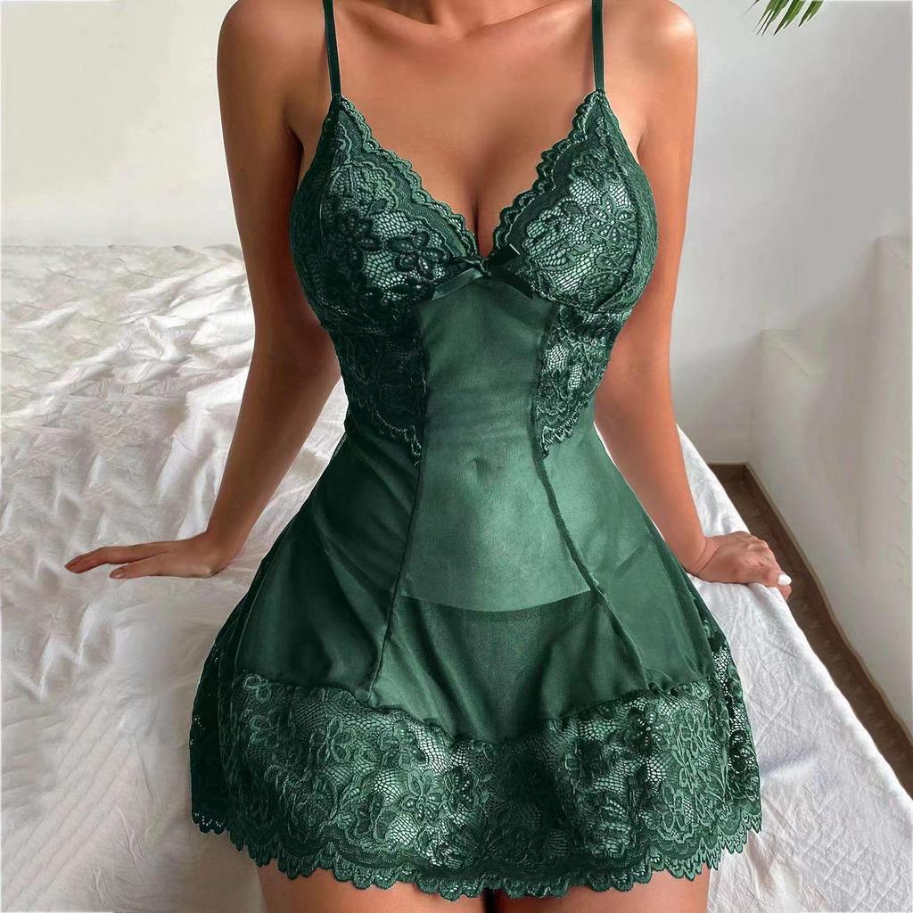 European & American Sexy Lace Lingerie Nightdress for Women